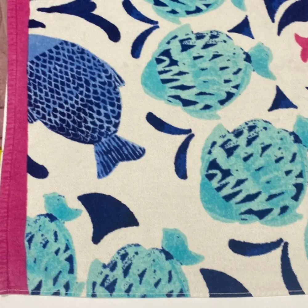 Vintage Tropical Fish Large Beach Towel Bright Retro 90s Beach Summer Ocean Sea